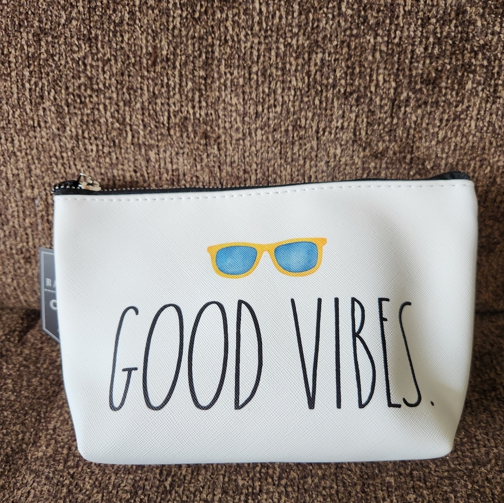 Rae Dunn GOOD VIBES Cosmetic Bag Pouch NWT